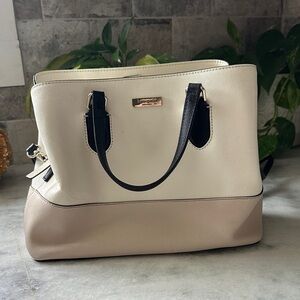 Kate Spade Cream and Tan Tote with Black Handles